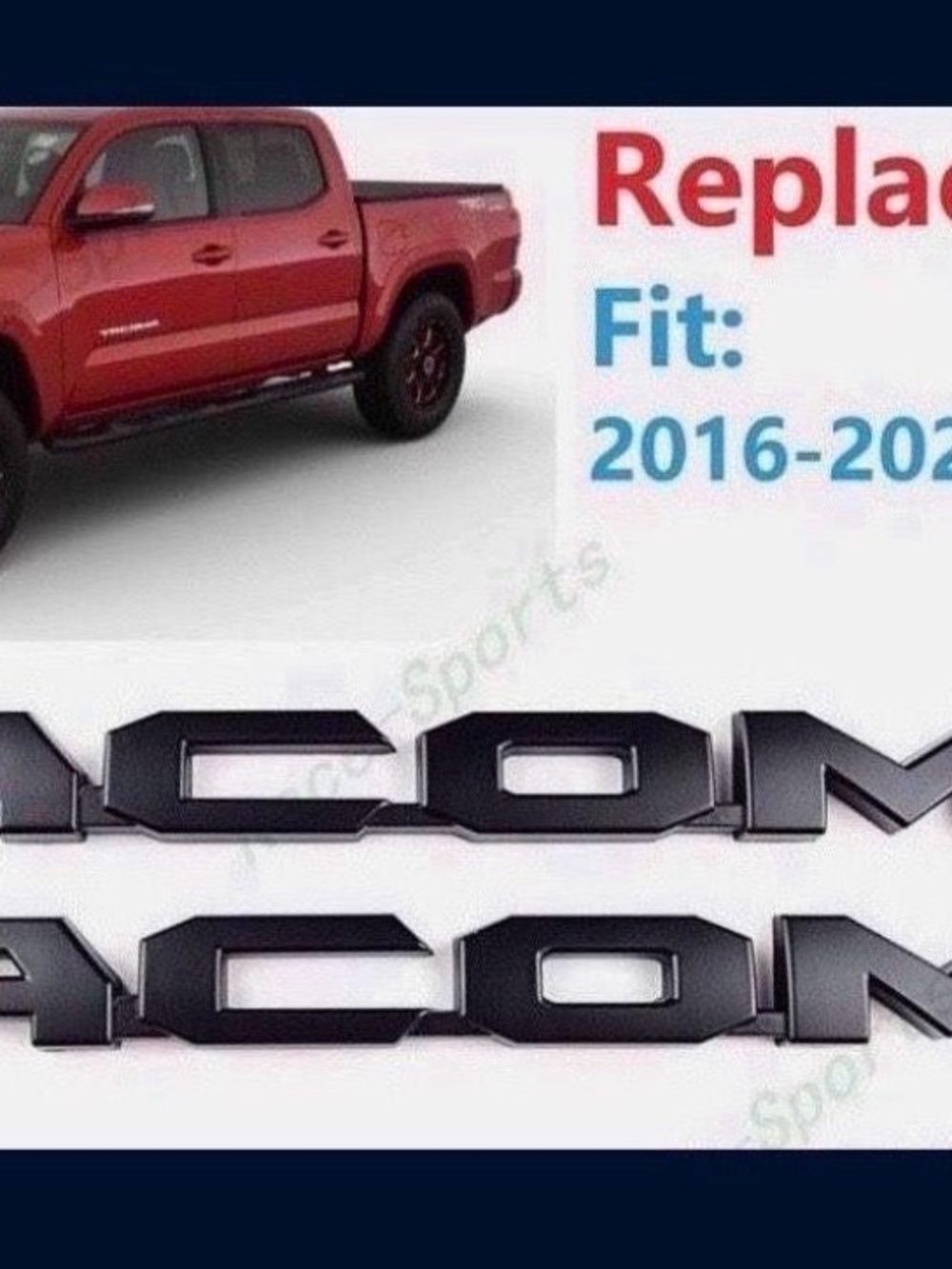 2PC Matte Black Door Tacoma Emblem Side Badge For 2016-2022